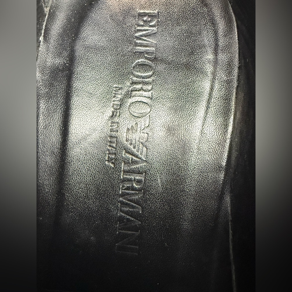 Emporio Giorgio Armani‎ Black Leather Derby Oxford Dress Shoes Men’s Size 7.5 - Picture 3 of 10
